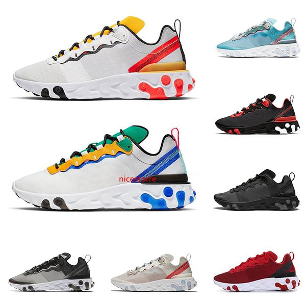 

react element 55 87 men women running shoes triple black team red tour yellow anthracite desert sand mens trainer breathable sports sneakers