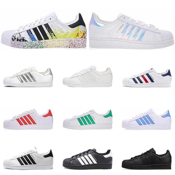

2019 fashion original superstar men women hologram iridescent white red blue green laser sport leather casual shoes size 36-45