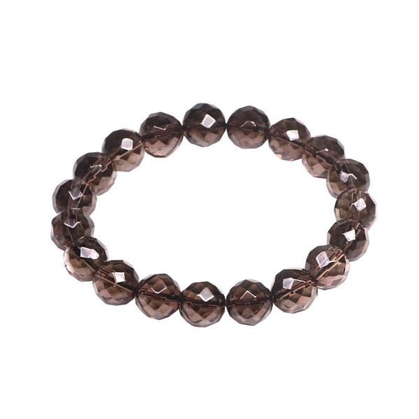 

128 moment seasoned millet smoky crystal bracelet section natural citrine string tobacco faceted beads crystal bracelet 12mm, Black