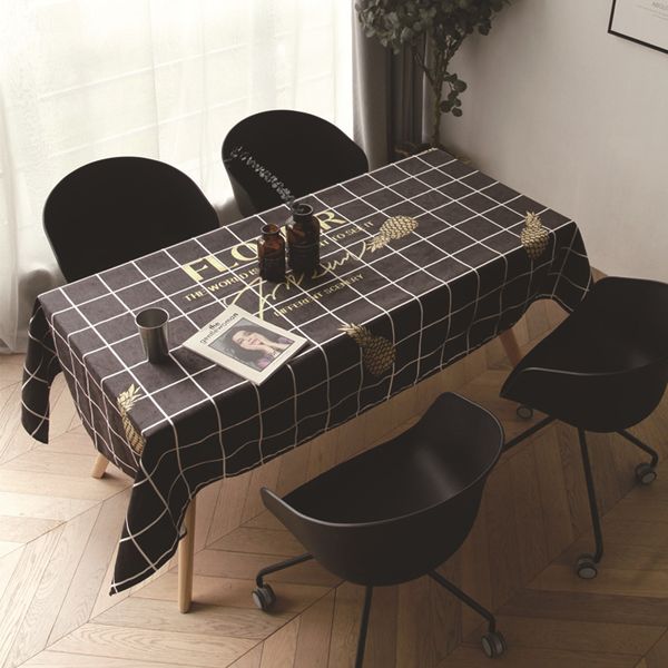 

northern european-style black and golden chenille rectangular table cloth customizable round table teapoy dresser fa