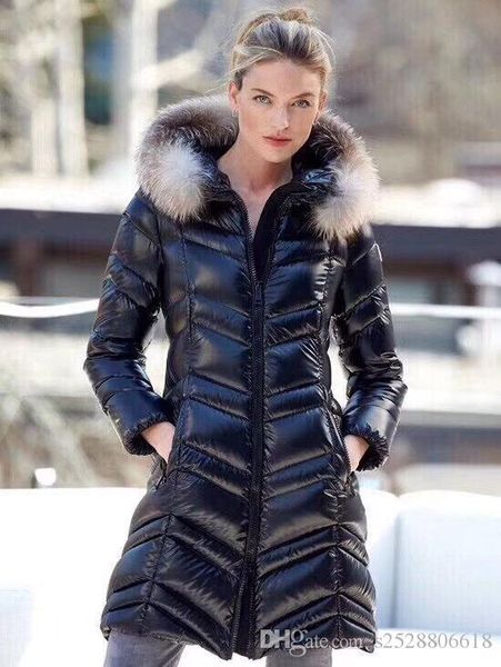 

brand m women winter jacket ladies 100% real fox fur collar duck down inside warm coat femme long down & parkas coat