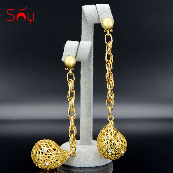 

sunny jewelry long drop dangle big earrings for women alloy zircon water drop hollow out for party wedding daily, Silver