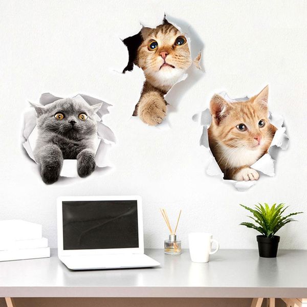 

cute cat printed pvc toilet lid sticker wall art diy home cafe shop decor decal