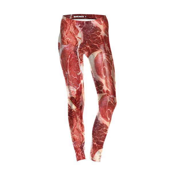 

2020 new funny red meat beef 3d printed push up slim tights fitness women jogging gym yoga pants femme sport leggings, Black