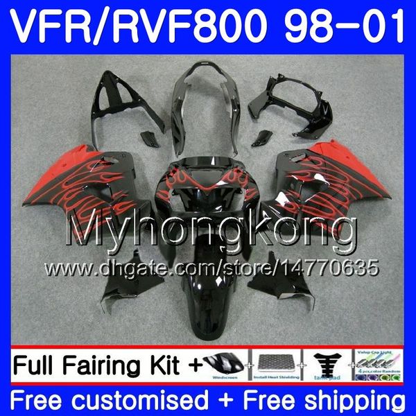 Neue Karosserie mit roten Flammen für HONDA Interceptor VFR800R VFR800 1998 1999 2000 2001 259HM.21 VFR 800RR VFR 800 RR VFR800RR 98 99 00 01 Verkleidungsset