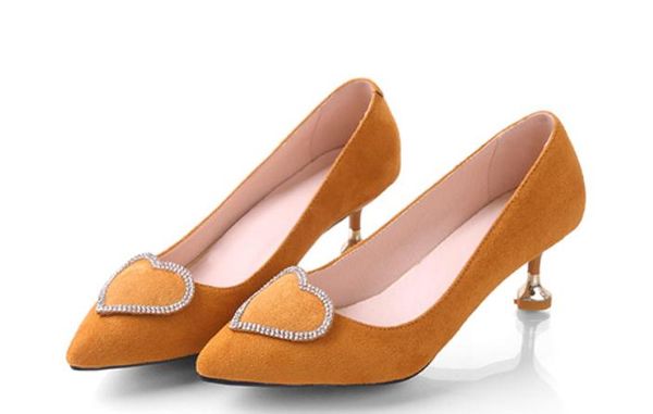 

2019 women's shoes in spring and autumn with new style high heel fine heel pointed end suede@6010, Black