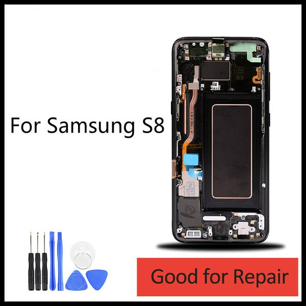 

samsung galaxy s8 lcd display digitizer touch screen full assembly with frame replace 100% tested tools+adhesive high quality