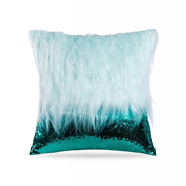 

5 colors bling sequins embroidered pillow case lovely long plush patchwork cushion cover for autumn winter birthday gift