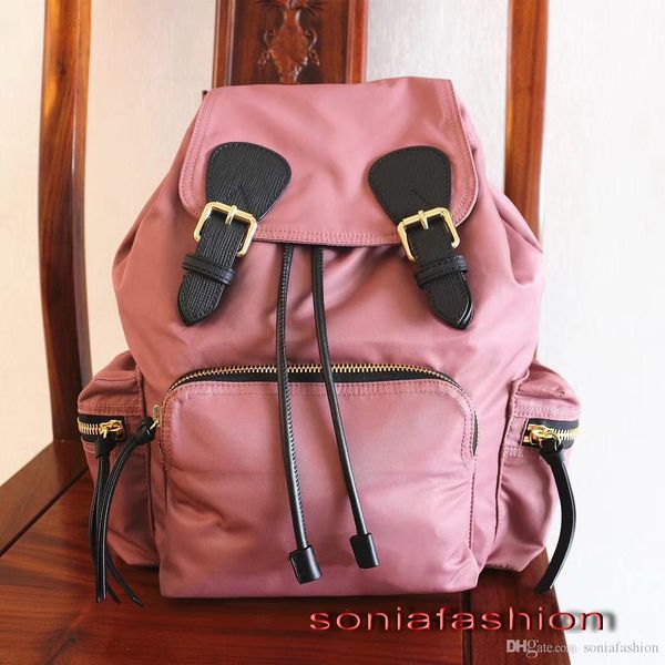 

2017 new fashion women backpack genuine leather strap with parachute fabrics women bag shopping bag ing