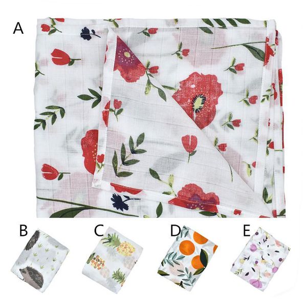 

kids muslin cotton blanket 47"x47" 5 colors florals pineapple orange hedgehog ins trendy patterns swaddles nurcing blanket