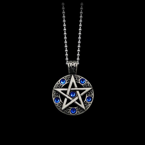 

homod vintage witch necklace gothic pewter pentagram pentacle pagan wiccan pandent necklace for men jewelry friend gift wc0148, Silver