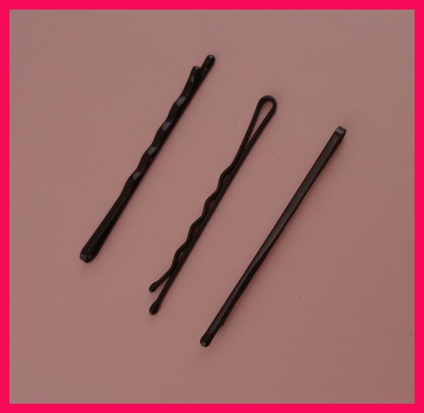 

metal bobby pins 50pcs 2.0*55mm coffee four waved plain hairpins with smooth enamel round tips at nickle &lead quality, Golden;silver
