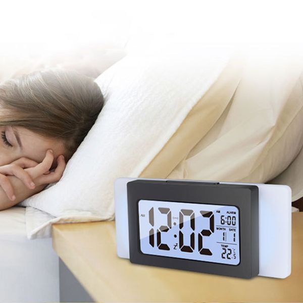 

2019 new 5 colors led digital display smart clock table desk calendar night glowing cube alarm clock dropshipping