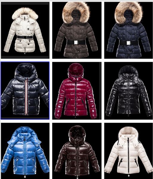 

Kid boy girl women waterproof real raccoon fur collar jacket outwear winter moncler now uit coat anorak parka me1 children down, Blue;gray