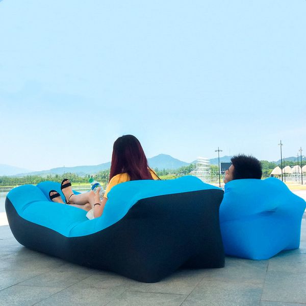 

2020 fast inflatable sofa lazy bag sleeping bag 240*70cm camping portable air banana sofa beach bed air hammock nylon