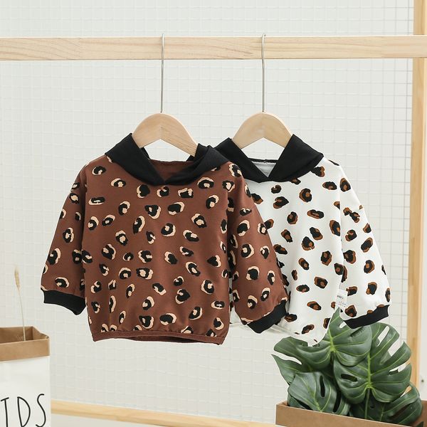 

baby boys girls sweatshirts spring cartoon cotton children baby long sleeve hoodies leopard print children clothes, Black