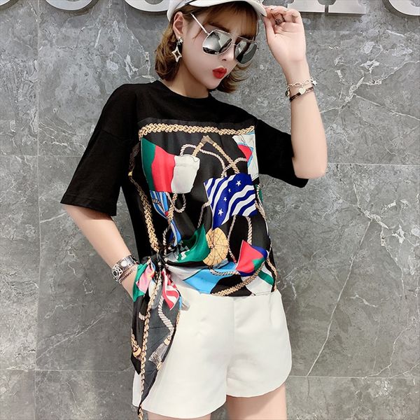 

шикарный стиль случайная свободного плечевого ремня хлопок футболка легко носить тонкие ремни напечатаны шелковая саржевый сшитый хлопок фут, White