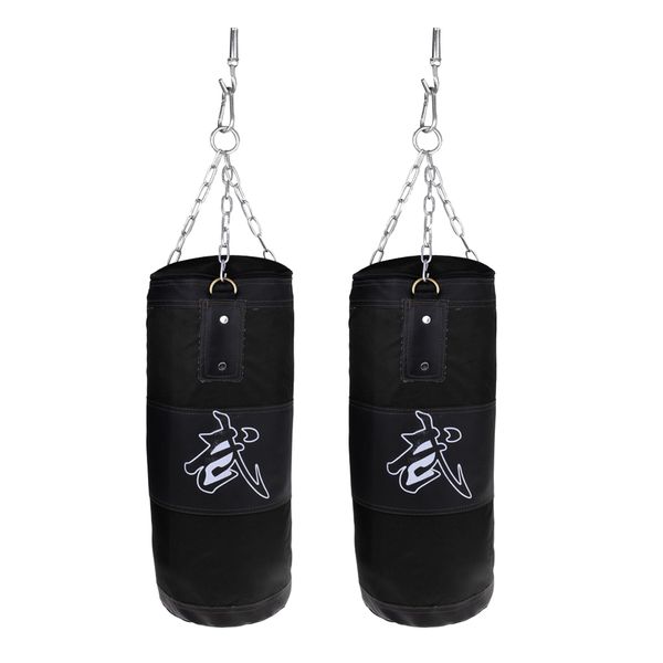 

2x boxing bags home punching sandbags martial art kickboxing training black