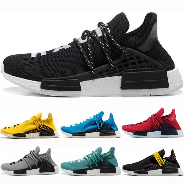 

wholesale human race 1.0 women men running shoes pharrell williams black white yellow red blue greeen trainers sports sneakers 36-45