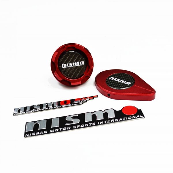 

aluminum engine oil cap & radiator cover & 2pcs emblem for altima maxima silvia s13 s14 240sx sentra sunny infiniti 350z 300zx