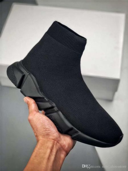 

2019 designer men women speed trainer luxury sock shoes black white red glitter flat fashion mens trainers size 36-45