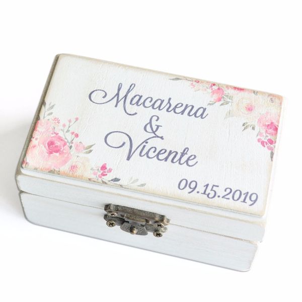 

wooden wedding ring box personalized engraved proposal ring box holder custom rustic, Black