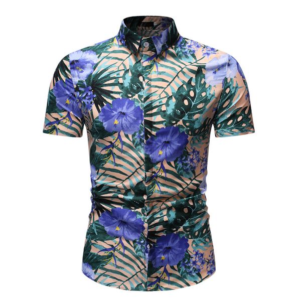 

men's shirt summer short sleeve hawaiian shirt camisa fashion style printing turn down collar male blouse camisa masculina, White;black