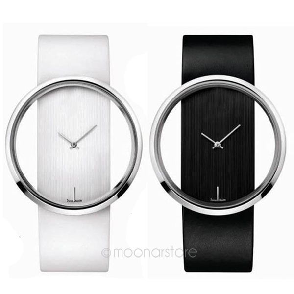 

unique simple style transparent dial quartz watch leather band women watch black white wristwatch, Slivery;brown
