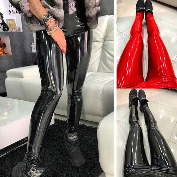

women pants pantalon taille haute femme leather pants hip slim skinny pu push up solid pencil pants high, Black