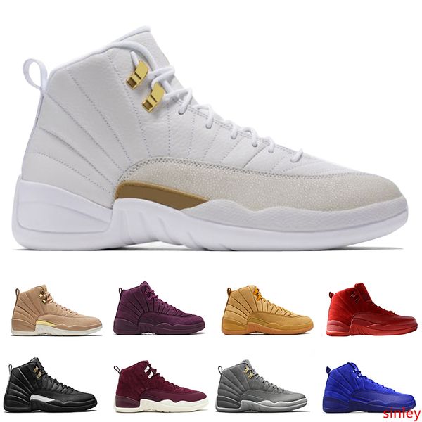 

new 12 12s mens basketball shoes wheat dark grey bordeaux flu game the master taxi playoffs french blue barons psny purple sports sneakers