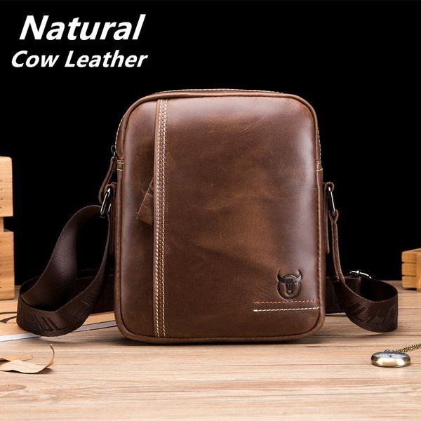 

high grade natural cow leather shoulder bags genuine leather men messenger bag vintage sling beg