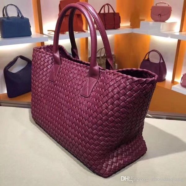 

new in the basket the latest selected sheep leather double sided knitting big shopping bag seven colors drop shipping