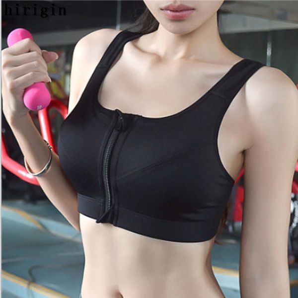 

women zipper push up sports bra padded wireshockproof gym fitness athletic running yoga vest sport shake underwear, White;black