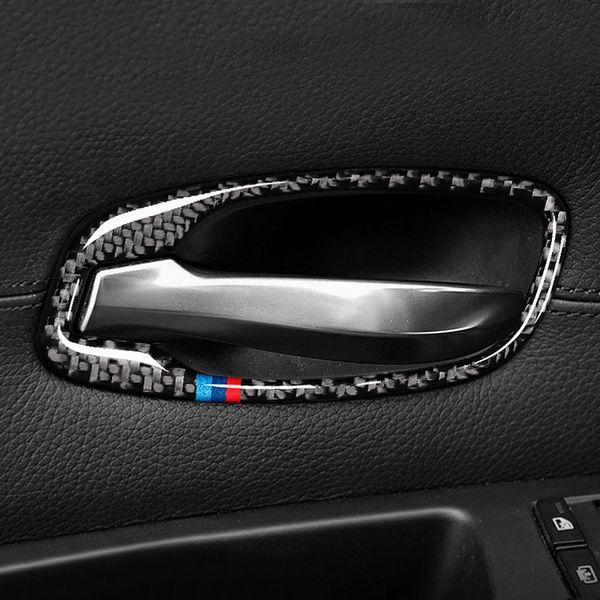 

carbon fiber car interior door handle cover trim door bowl stickers decoration for bmw e60 5 series 2006-2010 accessories