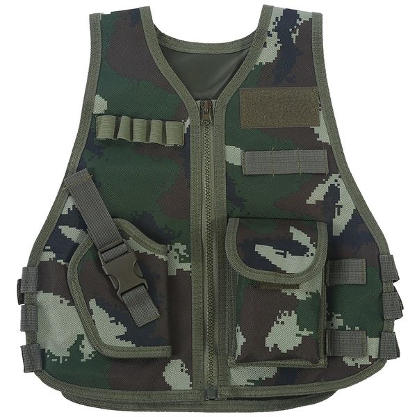 

children kid tactics vest camouflage vest with multi pocket outdoor camping hunting game jacket kid sport equipment, Gray;blue