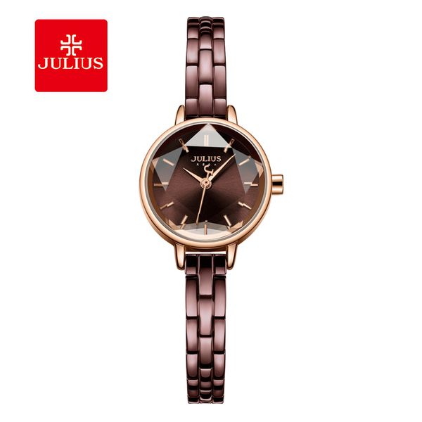 

julius brand women stainless steel bracelet watch fashion casual small dial quartz wristwatches lady dress watches gifts, Slivery;brown