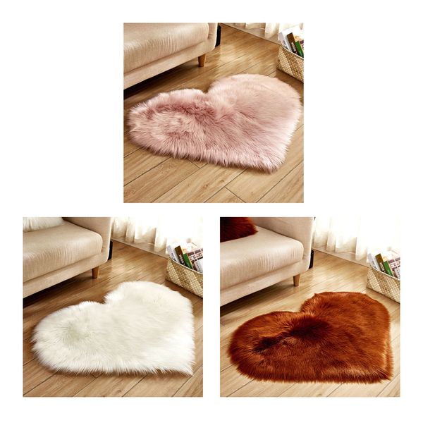 

imitation wool rugs faux fur non slip bedroom heart shape carpet living room mats carpet