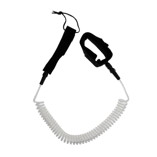 

6ft -11ft safety surfboard leash surfing sup board leash shortboard coiled leg cord ankle cuff strap - white black