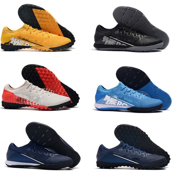 

mens new low ankle mercurial vapors xiii 13 pro tf ic turf indoor mens cr7 cristiano ronaldo shhh njr neymar soccer football, Black