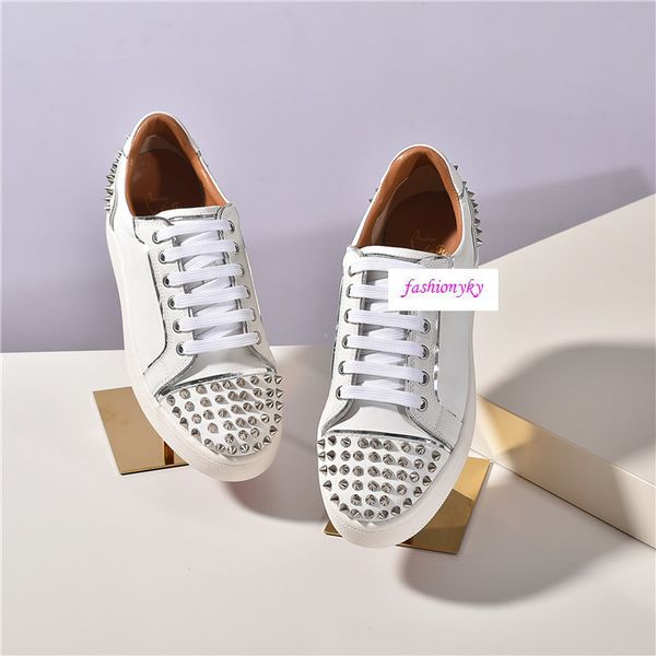 

2020 mens red bottoms designer shoes spike suede leather men women flat fashion luxury casual shoes, Black