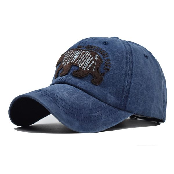 

fashion bear embroidery baseball cap made old cotton washed male outdoor casual european and american caps, Blue;gray