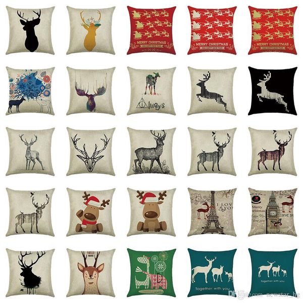 

58 типы elk площади наволочка с рождеством home decor хлопок белье бросьте наволочки 45 * 45 cm диван автомобиля талии подушка