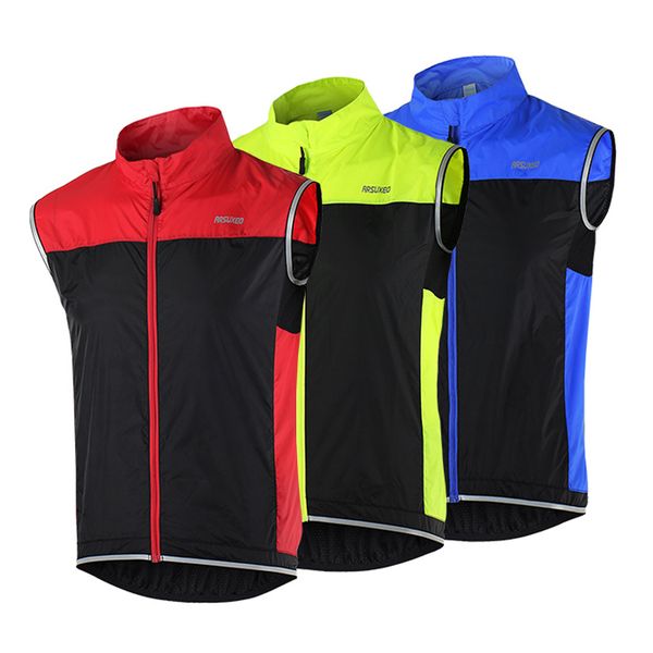 

reflective men cycling vest coat breathable sleeveless jacket sport outerwear coats windproof waterproof clothes 3 colors, Black