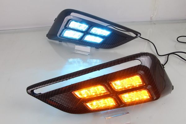 

osmrk led drl daytime running light for mg mg6 2018-2019 with moving yellow turn signals and blue night light