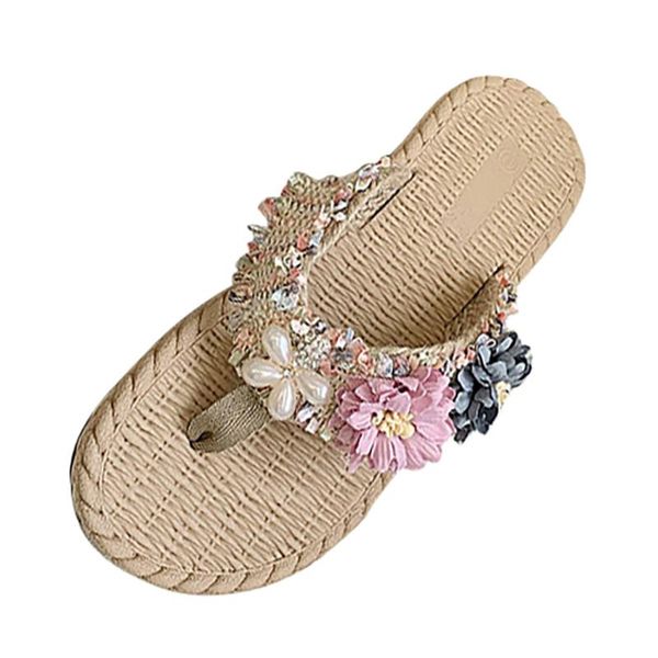 

bohemian beach women's slippers summer clip toe flip flops buty damskie non-slip flat slippers zapatos beach female shoes #28, Black