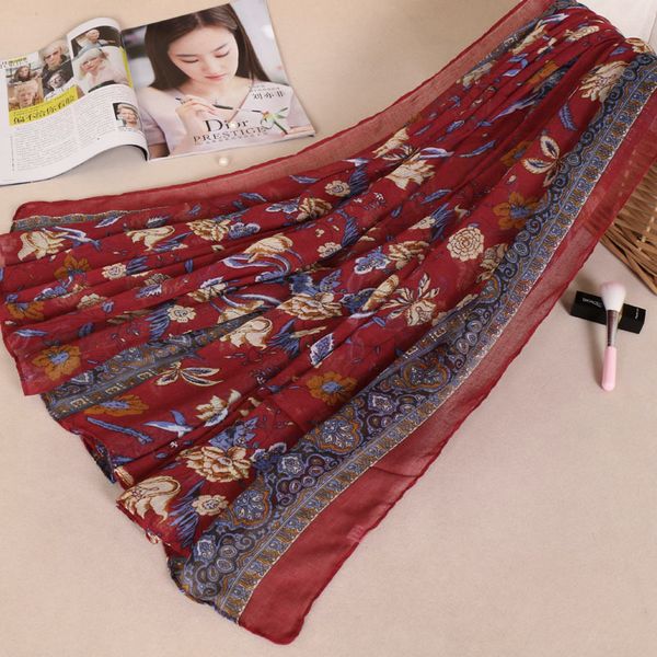 

2018 women fashion retro ethnic floral viscose shawl scarf print voile long soft wrap stole muslim hijab sjaal 180*85cm