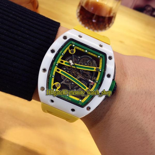 

роскошный 11 стиль rm 61-01 yohan blake tzp-n керамика корпус япония miyota автоматический скелет циферблат rm61-01 мужские часы желтый рези, Slivery;brown