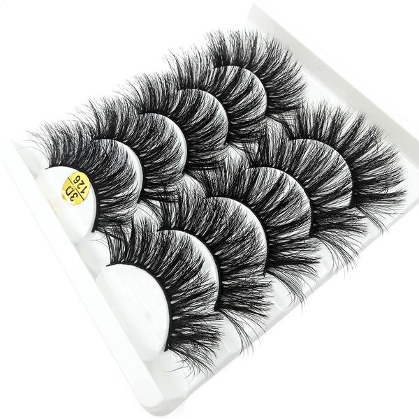 

5 pairs 3d faux mink hair false eyelashes wispy fluffy long lashes natural multi-layer thick handmade eye makeup extension tool