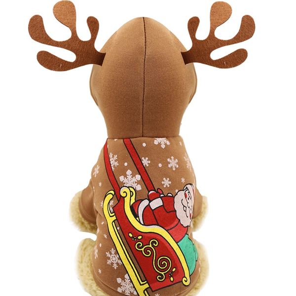 

2020 pets dog cat gifts christmas party winter clothes pet coral cotton hoodie christmas elk costume warm hooded 2-legged