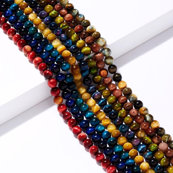 

8mm natural stone beads round tiger eye natural stone beads loose for bracelet jewelry making diy eight planet bracelets, Golden;silver